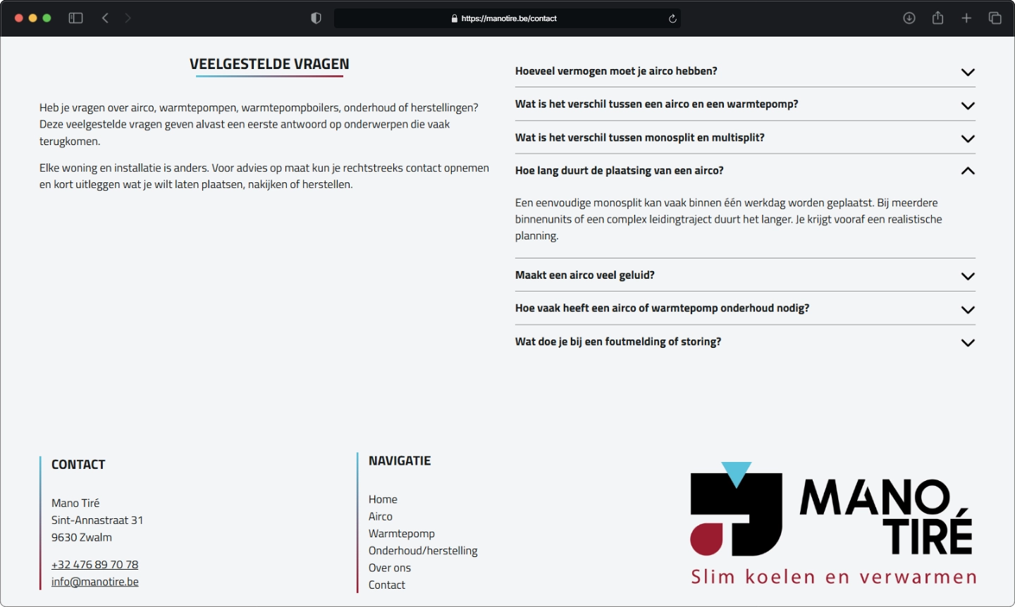 FAQ op de website van Mano Tiré