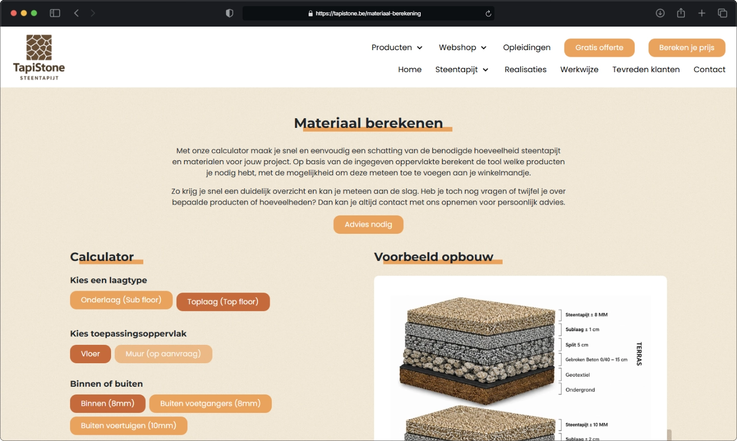 Materiaalcalculator voor gecertificeerde aannemers