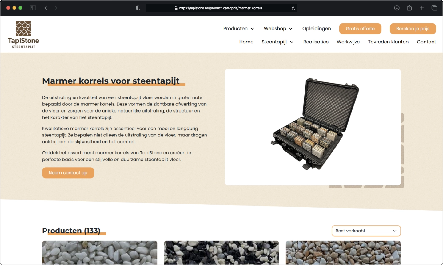 Afgeschermde webshop van Tapistone