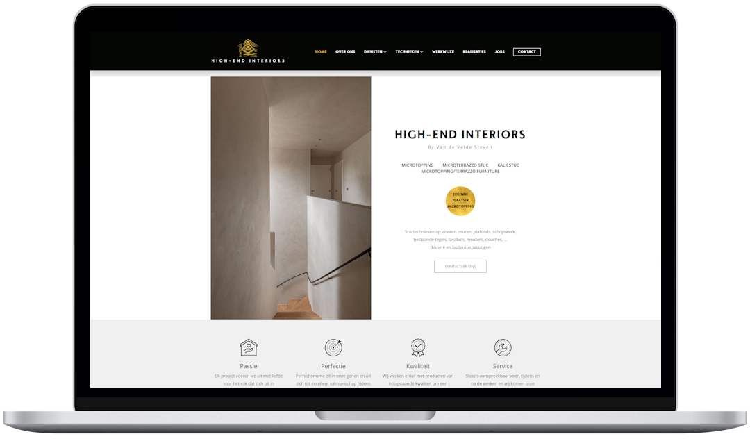 Realisatie website High-End Interiors